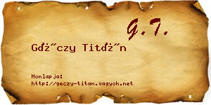 Géczy Titán névjegykártya